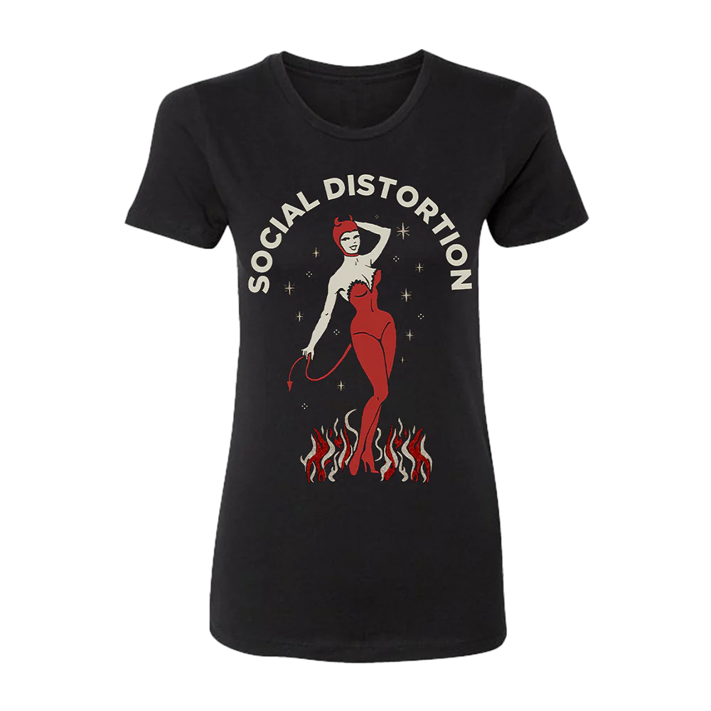 Devil Pinup Glitter Juniors T-Shirt